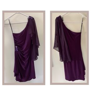 Purple, one shoulder jeweled evening dress. Size M